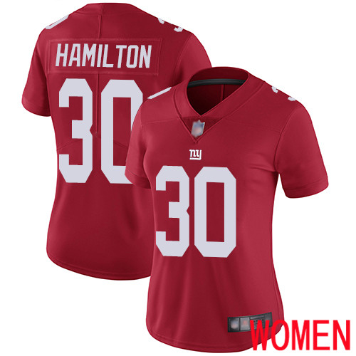 Women New York Giants #30 Antonio Hamilton Red Limited Red Inverted Legend Football NFL Jersey->women nfl jersey->Women Jersey